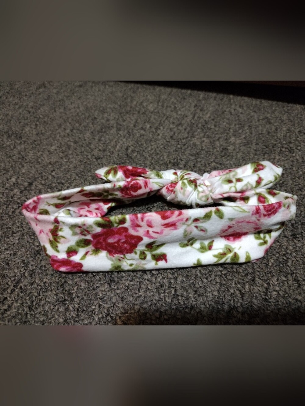 Infant Floral Knot Headband - Pink & Green Rose Print